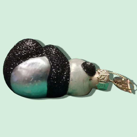 Black White Panda Bear Ornament Hand Blown Glass Thomas Pacconi Classics 2002 - Picture 7 of 10
